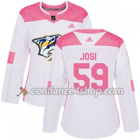 Adidas Maillot de Hockey Nashville Predators Roman Josi 59 2017-2018 Blanc Rose Fashion Authentic - Femme